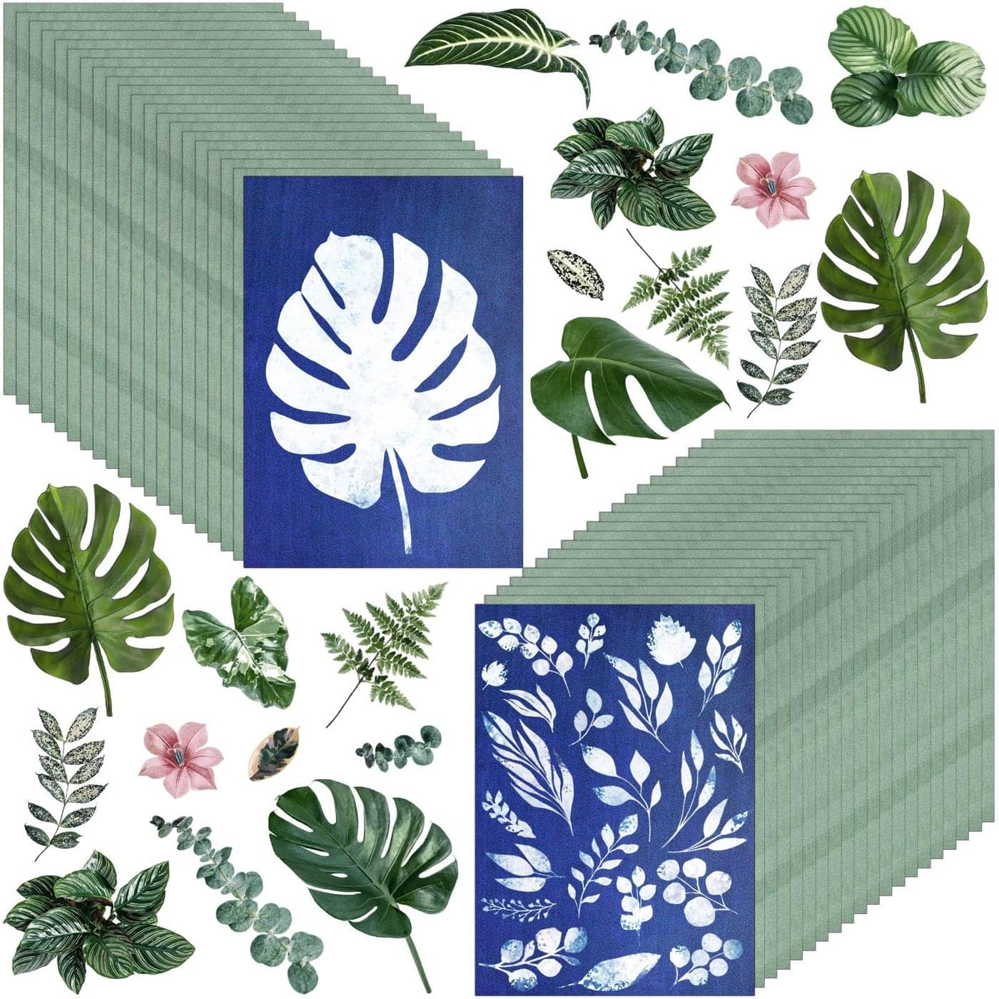 40 Sheets Cyanotype Sun Print Kit A5 High Sensitive Solar Activated Art Drawing Paper for Arts Crafts DIY Projects 58x83 Inch