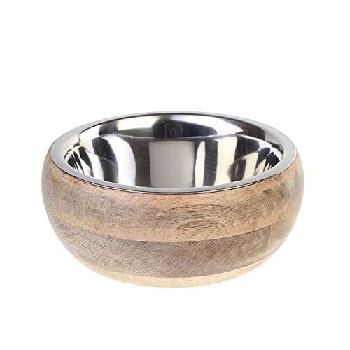 Choostix Standard Feeding Bowl with Wooden Belly Type Holder, Brown, Medium, 800 ml