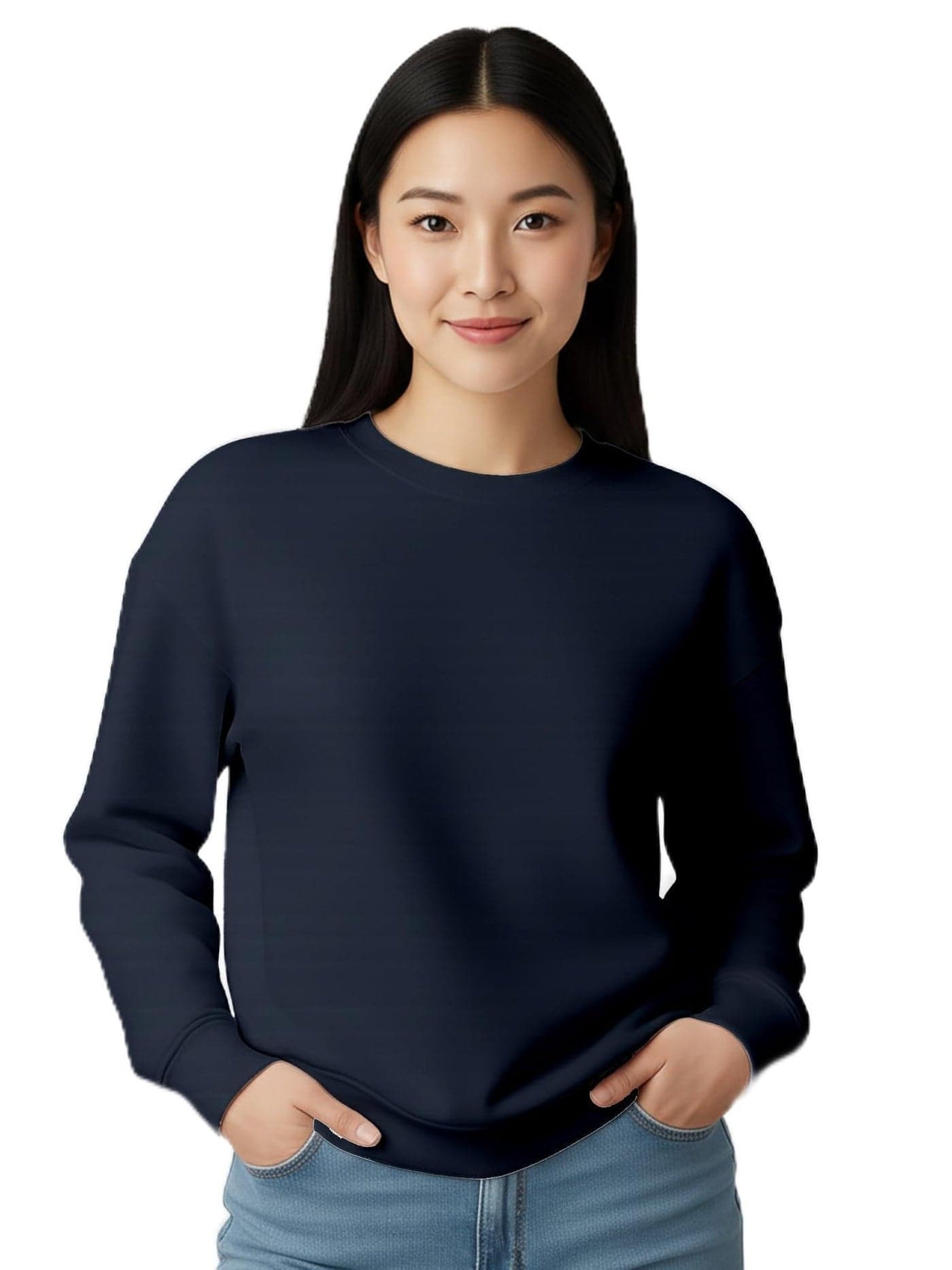 ENCIGER Womens Plain Sweatshirt – Soft Cotton Blend Fleece Pullover with Ribbed Cuffs & Hem | Warm, Comfortable Winter Wear for Daily Use, College, Travel & Casual Outings Navy, S