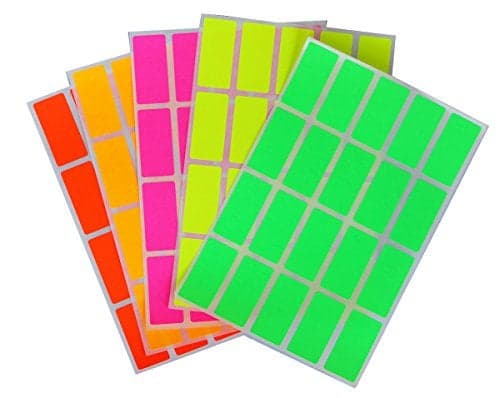 Royal Green Color Code Stickers Rectangle 4cm x 1.9cm Rectangular Neon Labels in Fluorescent Yellow/Pink/Orange/Green/Red (40mm x 19mm) - 400 Pack
