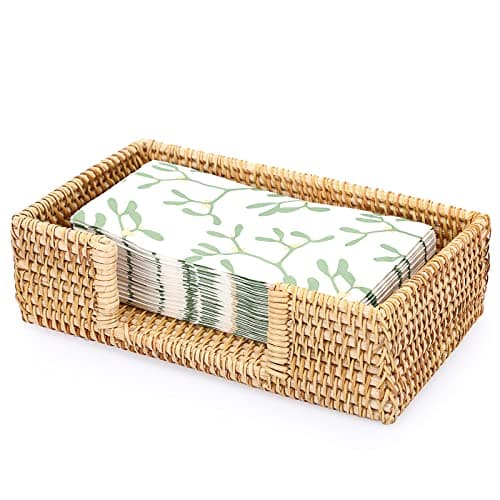 Sumnacon Napkin Holder Rattan Guest Towel Holder Tray for Bathroom,Woven Bathroom Napkin Holder Tray Decorative Napkin Holders for Kitchen Dining Table Party Holiday, Honey Brown