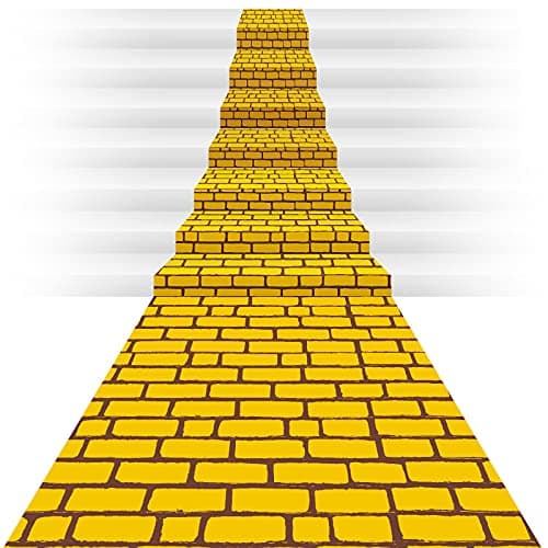 Chuangdi 1 Piece 4.5 x 9 Feet Halloween Yellow Brick Costume Wizard Backdrop Princess Decorations Decal Photo Wall Backdrop Brick Wallpaper