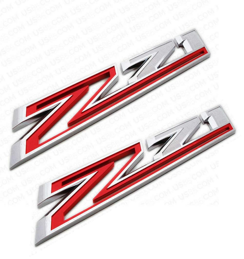 2X Large Size Z71 RH LH Side Fender Emblem Nameplate Badge Decal Replacement for 20192021 Chevy Silverado Chrome Red