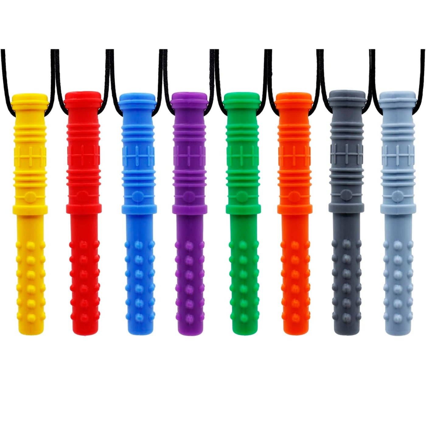 Chew Necklaces for Sensory Kids 8Pcs Cylinder Shape Sensory Chewy Toys for Autism Girls and Boys ADHD Toddler Adult