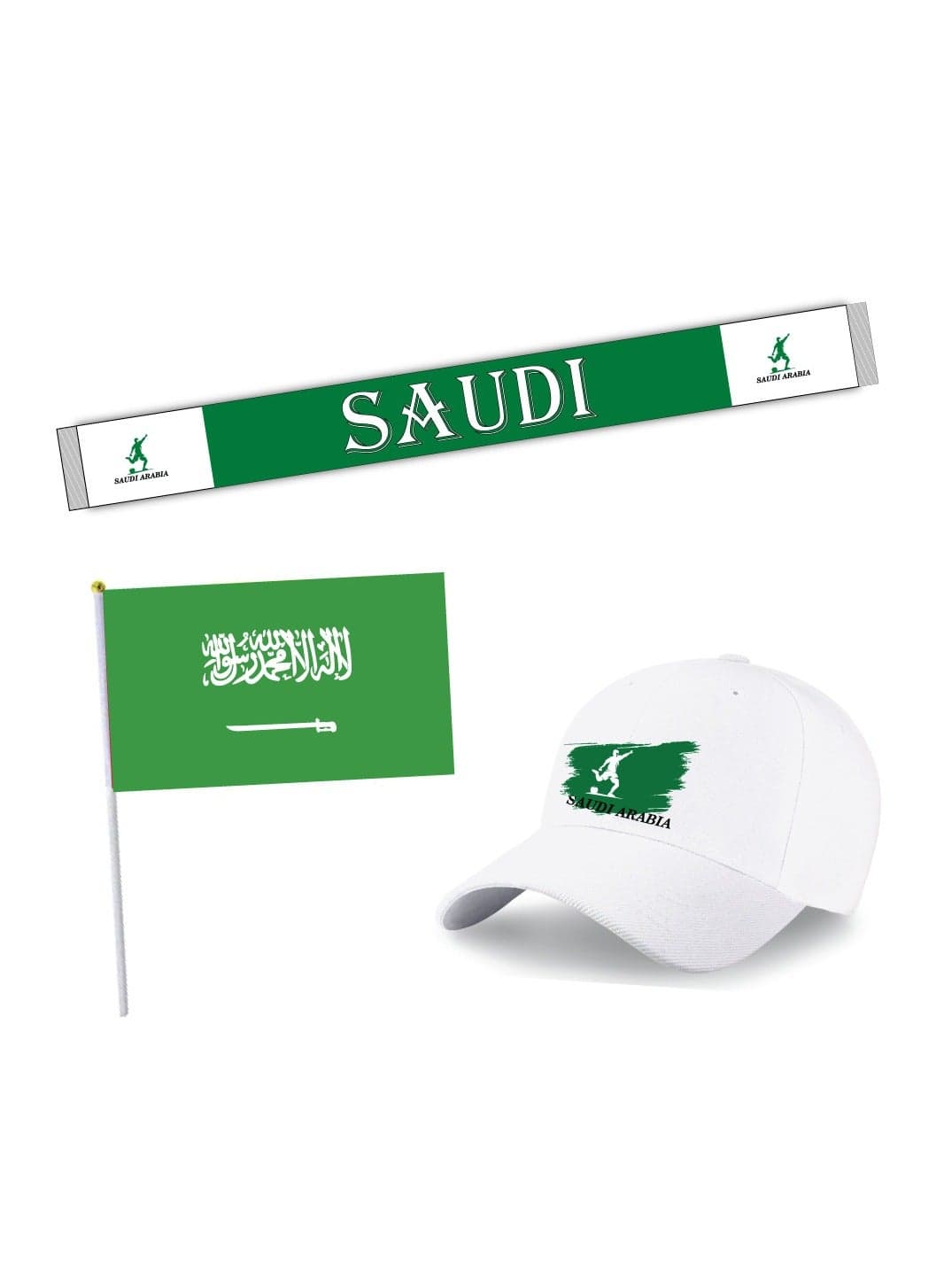 Saudi Arabia Combo Pack - Saudi National Day - Choose Your Favorite Combo - Cap - Scarf - Flag
