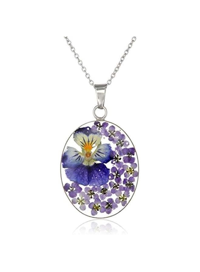 Sterling Silver/Gold Over Sterling Silver Pressed Flower Pendant Necklace (previously Collection)