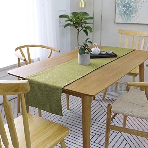Khooti Jute Dining Table Runner for 6 Seater | 12 x 96 inches | Mehandi | Heat Resistant | Table Runner for Dining Table , Coffee Table , Centre Table , Wedding Party | Two Sided | Washable