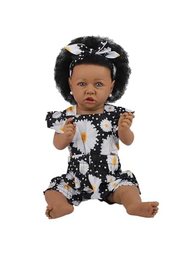 HOOMAI Reborn Baby Black Dolls African American Lifelike Silicone Doll Realistic 228 Inch with Cloth Body Birthday Gift Set