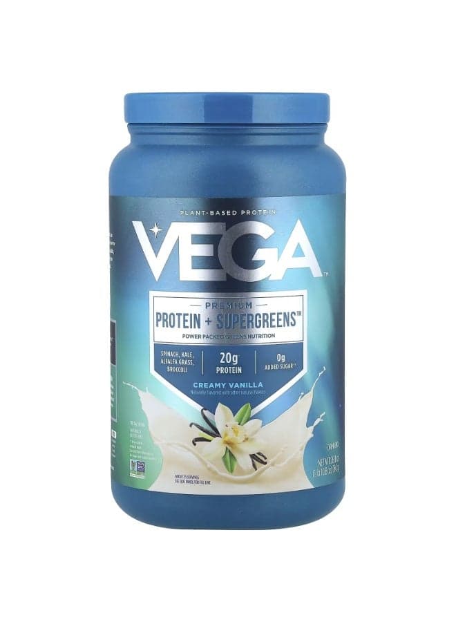 Vega, Premium, Protein + Supergreens™, Creamy Vanilla, 1 lb 10.8 oz (760 g)