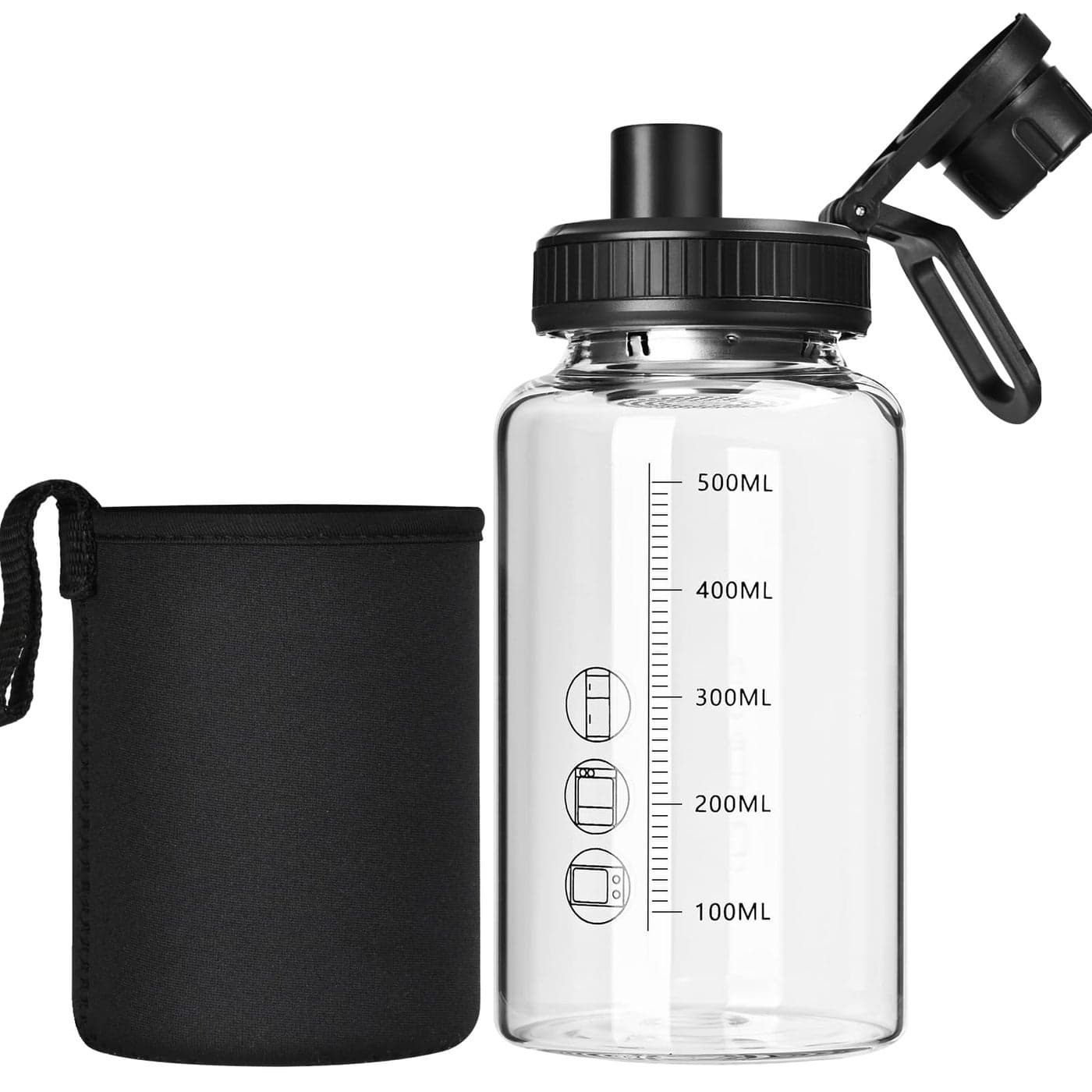 BNCWCQZ Glass Shaker Bottle22oz BPAFree Odorless Shaker Bottle with 304 Stainless Steel Ball and Removable Cleaning Brush for Fitness Protein Mixes1Pack