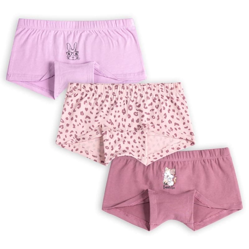 Real Basics Girls Cotton Boyshorts (Pack of 3) (RB-GirlsShorts-BubblGUM-1112-P3)