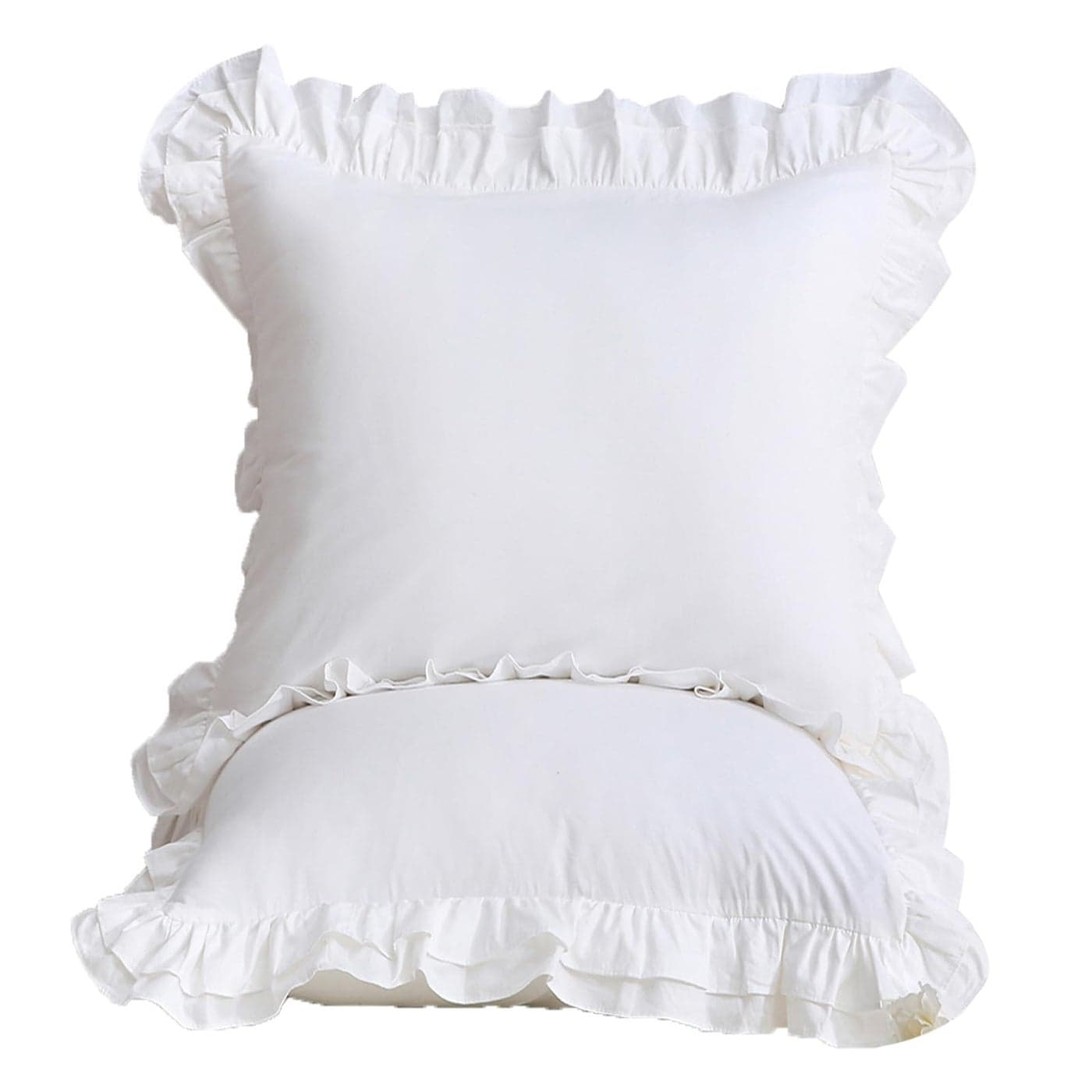 YOKKITA Shabby White Ruffle Euro Pillow Sham Covers Set of 2 Cotton Pillow Shams 26x26 inches French Farmhouse Cottage Vintage Bed Pillow Shams Shabby White 26x26