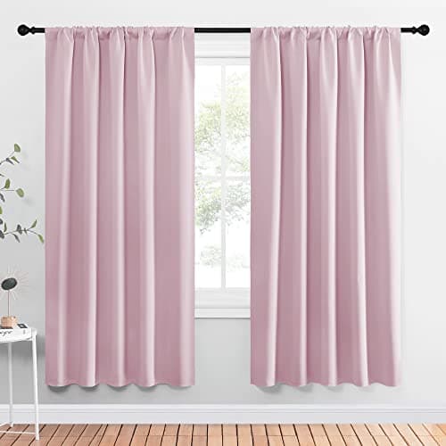 NICETOWN Blackout Curtains for Girls Room - Nursery Essential Thermal Insulated Solid Rod Pocket Top Blackout Drapes (Lavender Pink, 1 Pair, 52 x 72 Inch)
