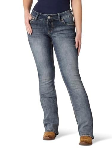 Wrangler Women's Retro Sadie Low Rise Stretch Boot Cut Jean, Medium Blue, 0-34