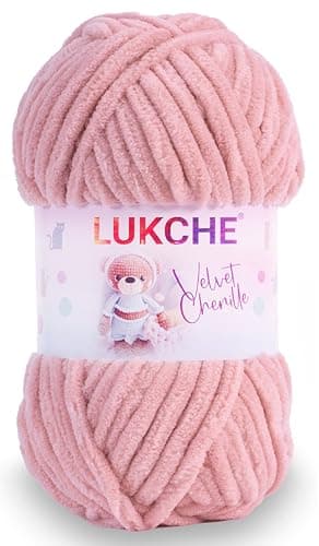 Lukche Velvet Chenille Blanket amigurumi Yarn for Crocheting and Knitting Super Bulky 100 gr 754 yds Yarn Thickness 8 mm Powder 1