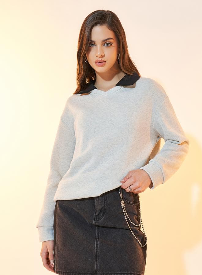Regular Fit Contrast Collar Sweatshirt