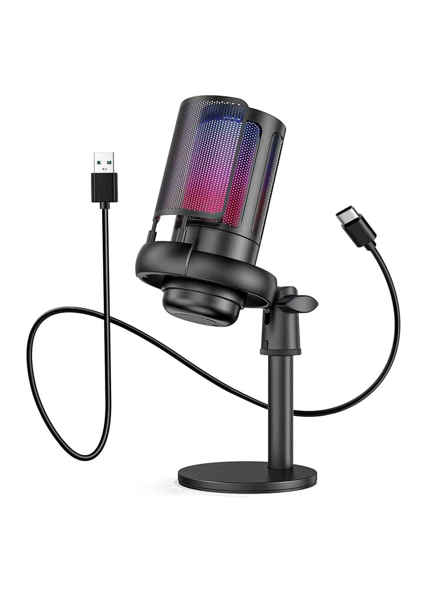 USB Microphone for PC, Gaming Mic PS4/ PS5/ Mac/Phone, Condenser with Quick Mute, RGB Lighting, Pop Filter, Shock Mount, Gain Control, Gaming, Streaming, Podcasting, Recording, YouTube