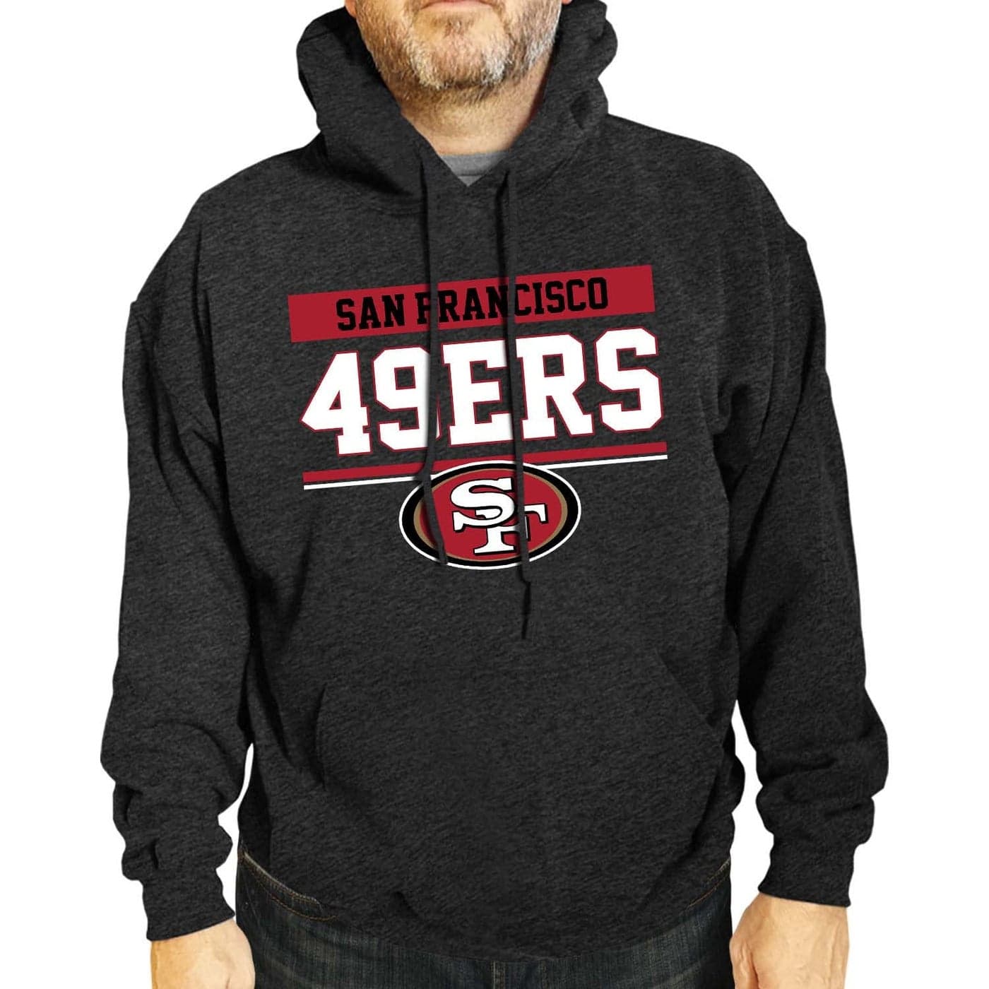 Team Fan Apparel NFL Adult Gameday Charcoal Hooded Sweatshirt Cotton Polyester Stay Warm Represent Your Team in Style San Francisco 49ers Charcoal Small