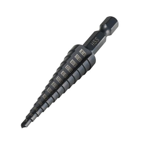 Jerax tools HSS 1/8-1/2 Inch High Speed Steel Step Drill bits, Doubles Flutes Unibit for Hole Drilling in Iron, Copper, Aluminum, Wood, Plastic
