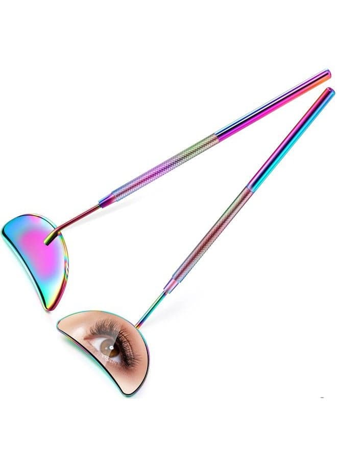 2 Pieces Lash Mirror Eyelash Extension Mirror Half-moon Shape Lash Mirror 1.96 inch Stainless Steel Eyelash Mirror Tool Large Eyelash Inspection Mirror for Women Girls Makeup Supplies