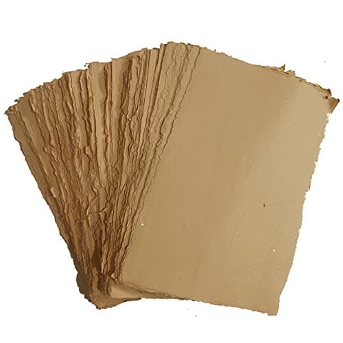 Deckle Papers Handmade Deckle Edge Scrapbooking Paper Home Decoration Invitations Crafts Thick 150 GSM SizeA6 Pack of50Brown