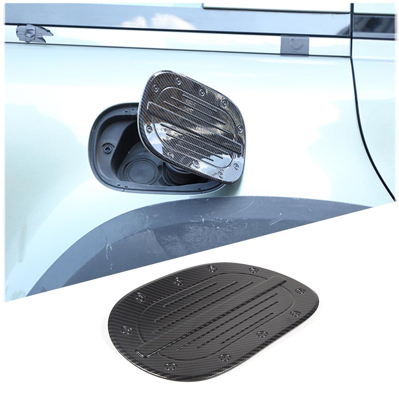 HIRUFAIT Fuel Tank Cover Compatible with Land Rover Defender 90 110 130 20202024 ABS Material Car Gas Cap Cover Trim Exterior Accessories Carbon Fiber Pattern