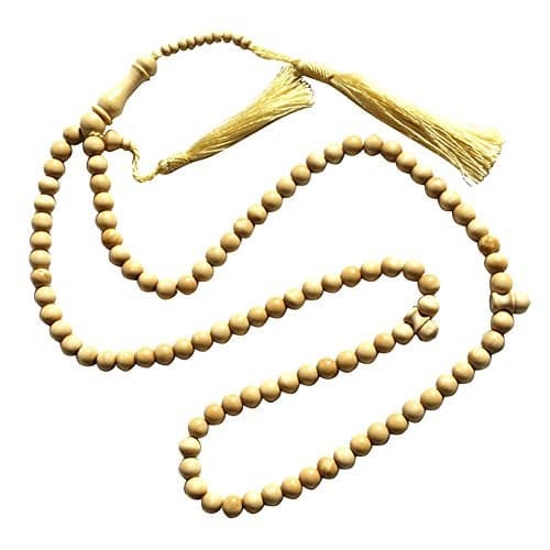 Natural Color Yellow Citrus Wood Tasbih - 8mm 99-Bead Prayer Beads - Worry Beads with 2 Beuitiful Tassels