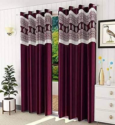 Parda Sansar Home Beautiful Patch Work Long Door Curtains (4ftx9ft) Set of 2, Purple