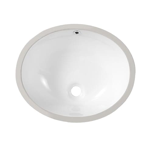 18"x15" Oval Shape Undermount Bathroom Vessel Sink, Ceramic White Vanity Top Sink with Overflow