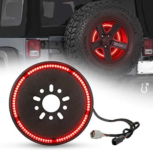 SUPAREE Plug and Play Spare Tire Brake Light Red Ring Rear Spare Tire Light fit for Wrangler 20072018 JK JKU YJ TJ Rear 3rd Third Brake Light for Jeep Wrangler Jk Accessories
