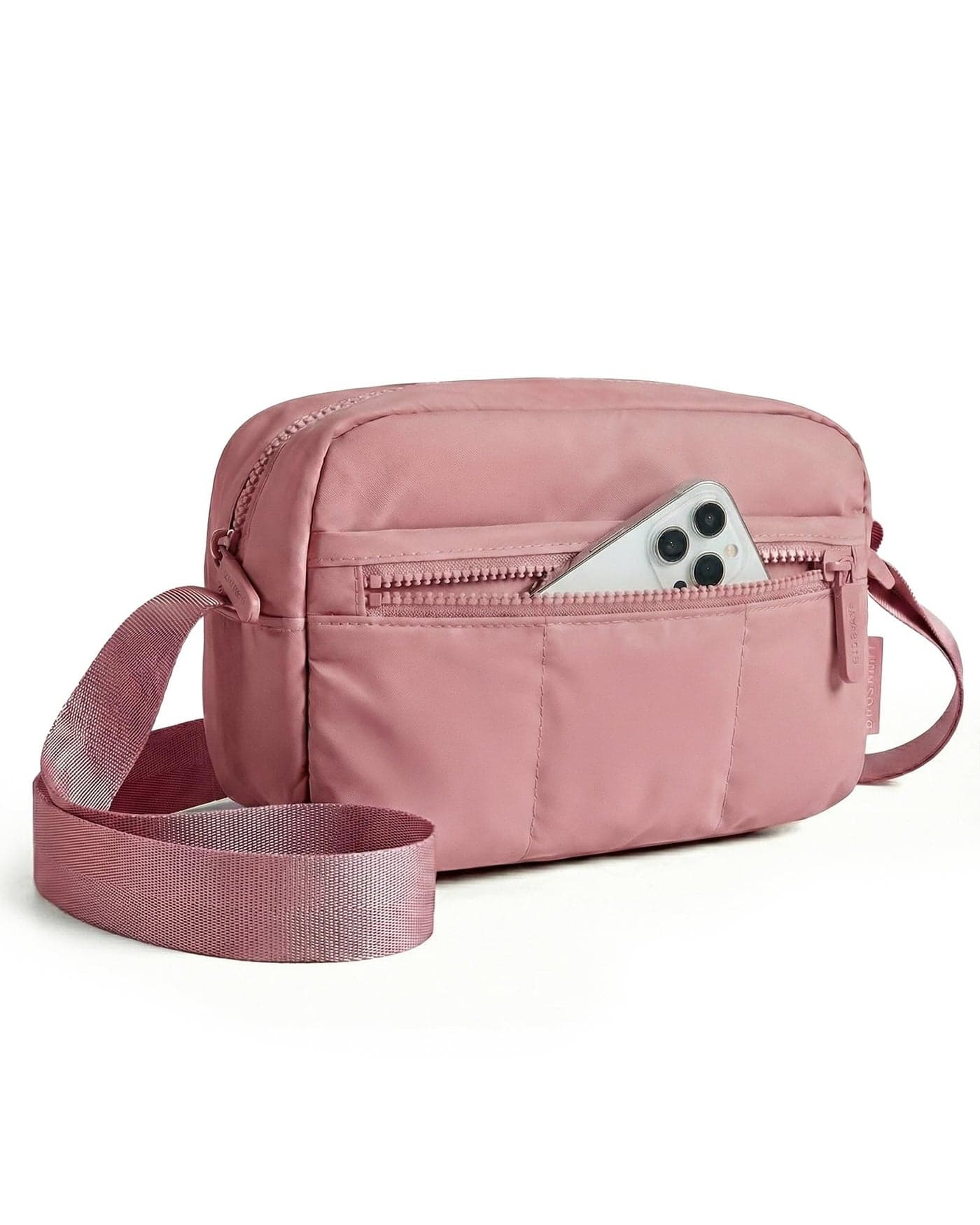 BAGSMART 2 in 1 Puffy Camera Sling Bag Small Camera Shoulder Bag DSLR/SLR/Mirrorless Crossbody Photography Camera Case for Photographers, Dark Pink