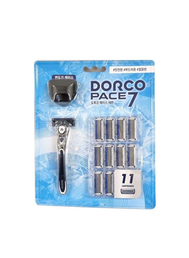 Pace7 7-Blades Razor Handle + Cartridges 11 with Case