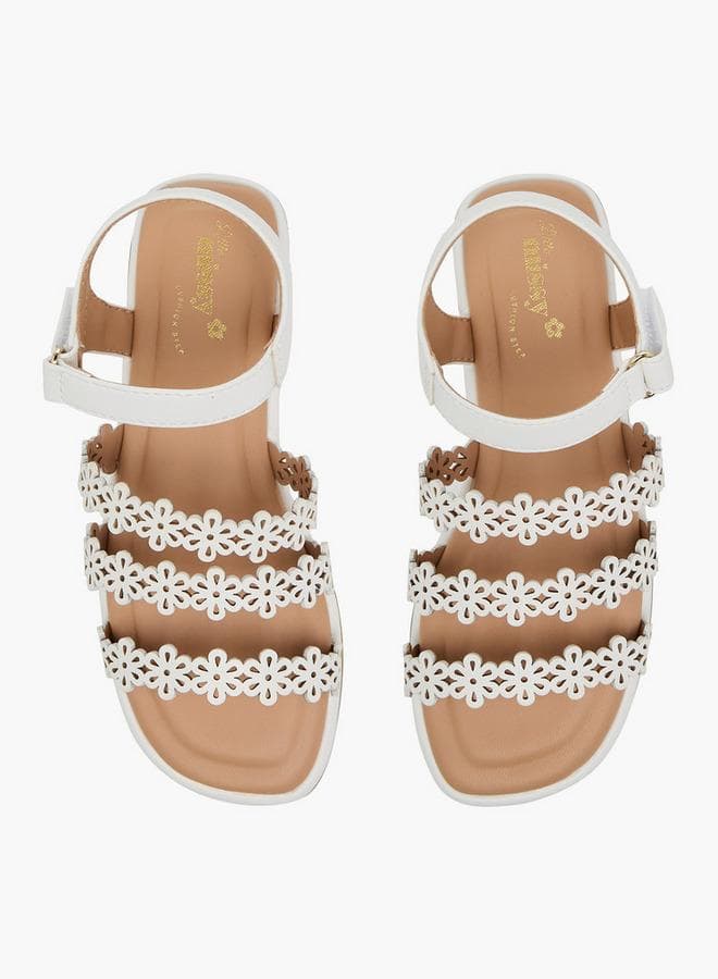Girls Floral Cutout Sandals