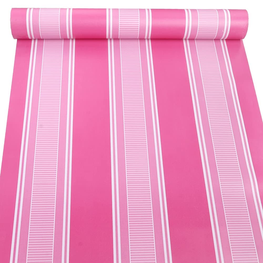 Self Adhesive Vinyl Rose and Pink Stripe Peel and Stick Wallpaper Shelf Liner for Walls Nursery Girls Bedroom Cabinets Dresser Drawer Furniture Decal Removable Waterproof 177x117 Inches