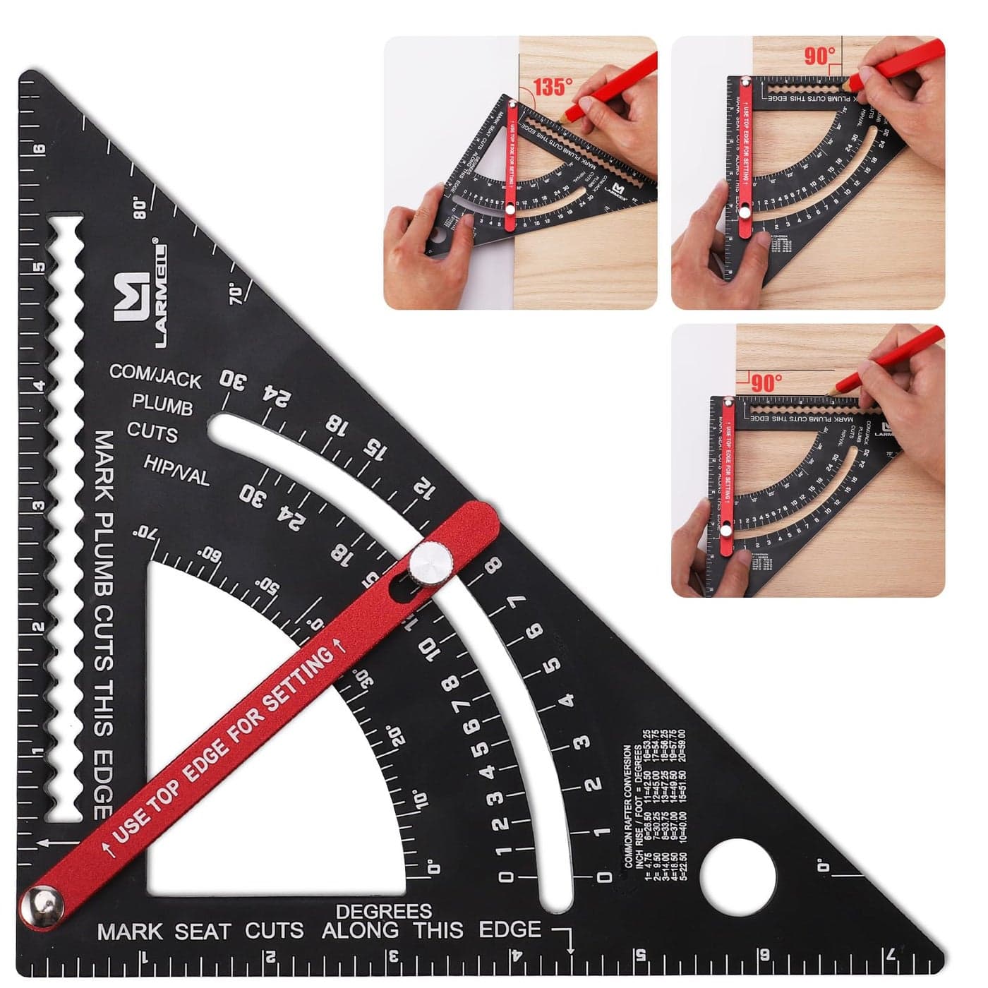 LARMEIL Carpenter Square 7 inch Woodworking Tools Adjustable Rafter Square Carpenter Tools Combination Square Framing Square Aluminium Carpentry Squares Gift for Carpenters