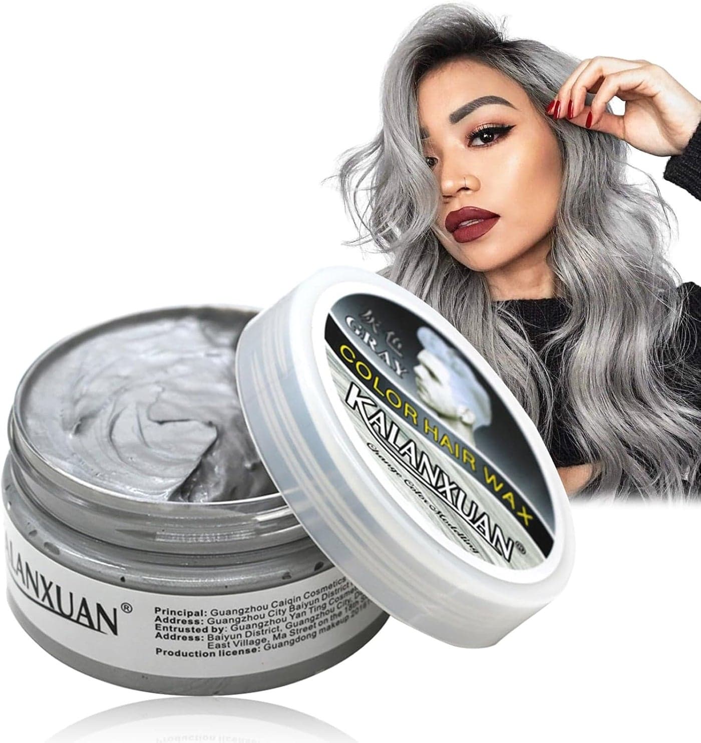 Hair Colour WaxOneTime Temporary Hair Dye Grey Hair Dye Coloured Hair Spray Wash Out Kids Men Women Instant Styling Hair Cream For PartyCosplayNightclubHalloween Grey