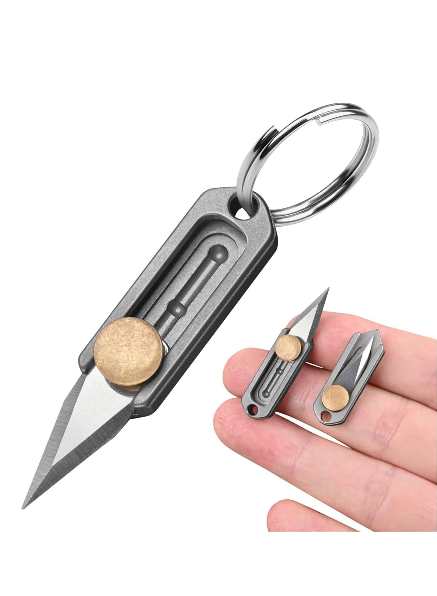 Compact Titanium Pocket Knife, Retractable Keychain Cutter for EDC, Perfect Gift for Men and Dads