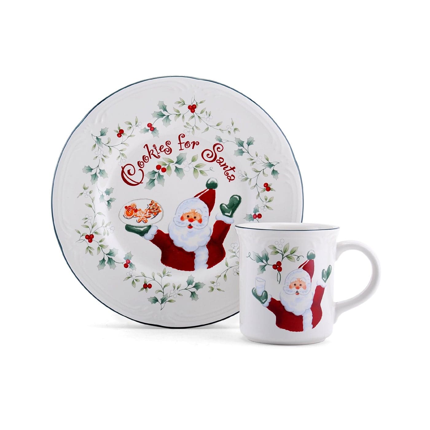 Pfaltzgraff Winterberry Cookies And Milk For Santa Set