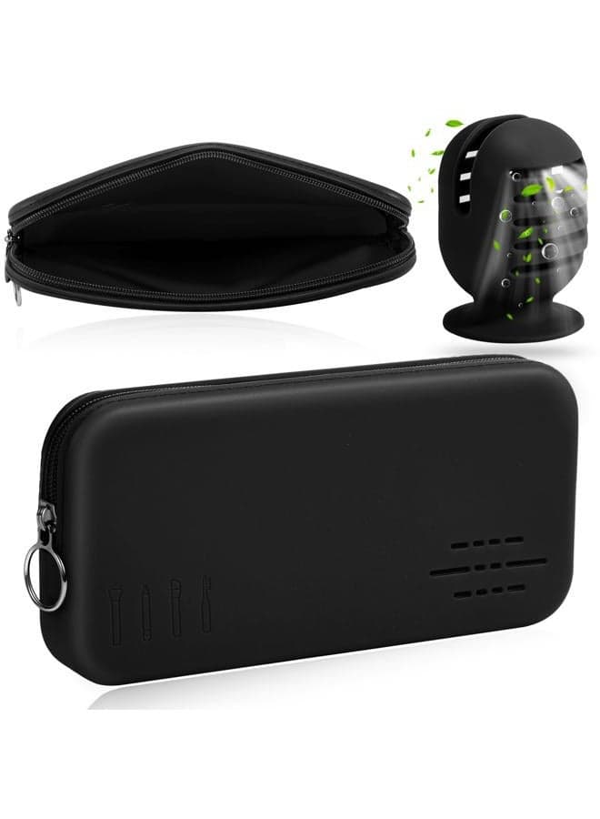 Silicone Makeup Brush Holder Travel Case with Zipper Large Makeup Brush Bag Organizer with Makeup Sponge Holder Trendy Cosmetic Makeup Bag Makeup Pouch Makeup Tools Organizer for Women(Black)