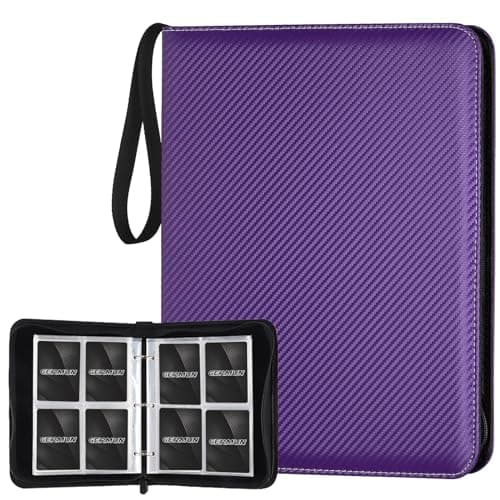 GERMUN 4 Pocket Card Binder, Premium Zip Trading Card Binder, 400 Double Sided Pocket PU Card Collection Binder, Collector Card Album, Card Folder for MTG, TCG, Sports Cards, Game Cards (Purple)