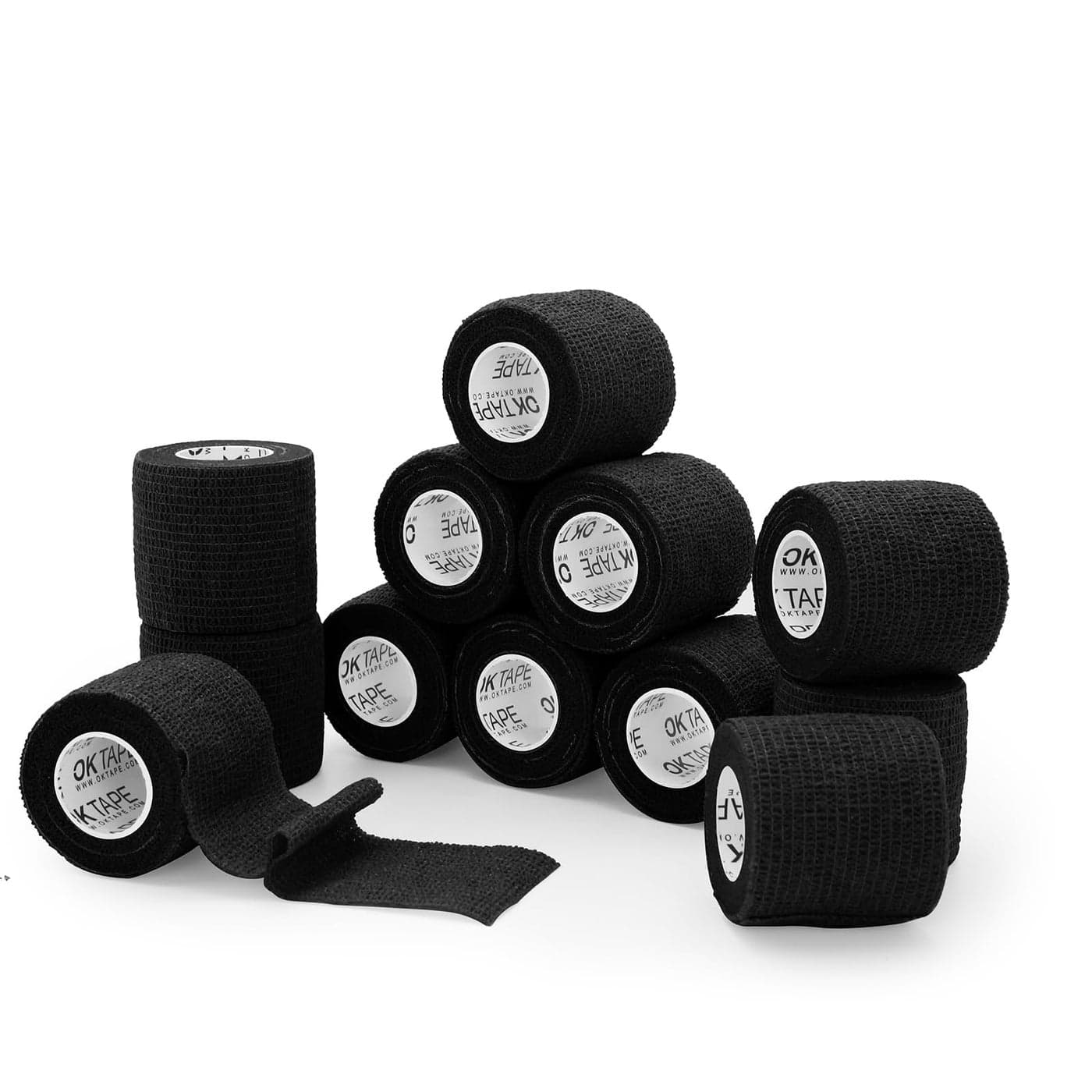 OK TAPE Self Adherent Cohesive Bandages Wrap 12Packs 2 Inches X 5 Yards NonWoven Self Adhesive Athletic Sports wrap Tape Vet Wrap Bandages Tape for Thumb Finger Wrist Ankle Black