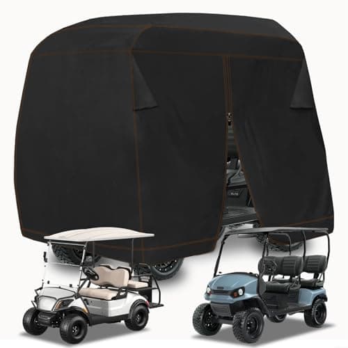 YONQIFON Golf Cart Cover 4 Passenger Outdoors 420D Waterproof Golf Cart Covers extended roof with Zipper Universal Compatible with EZ-GO, Club Car, Yamaha Golf Cart heavy duty