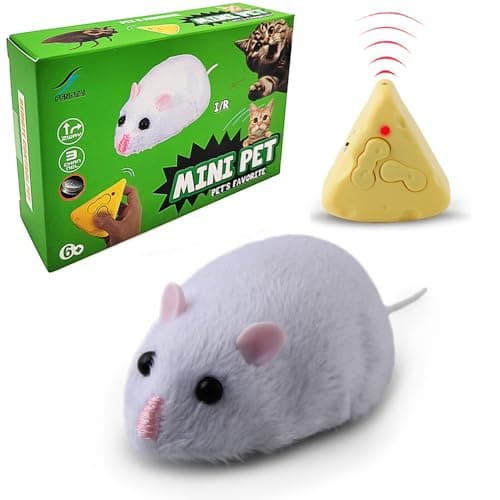 Tipmant Mini RC Mice IR Remote Control Rat Mouse Animal Prank Joke Scary Trick Toys for Cat Dog Kids Christmas Birthday Gifts White