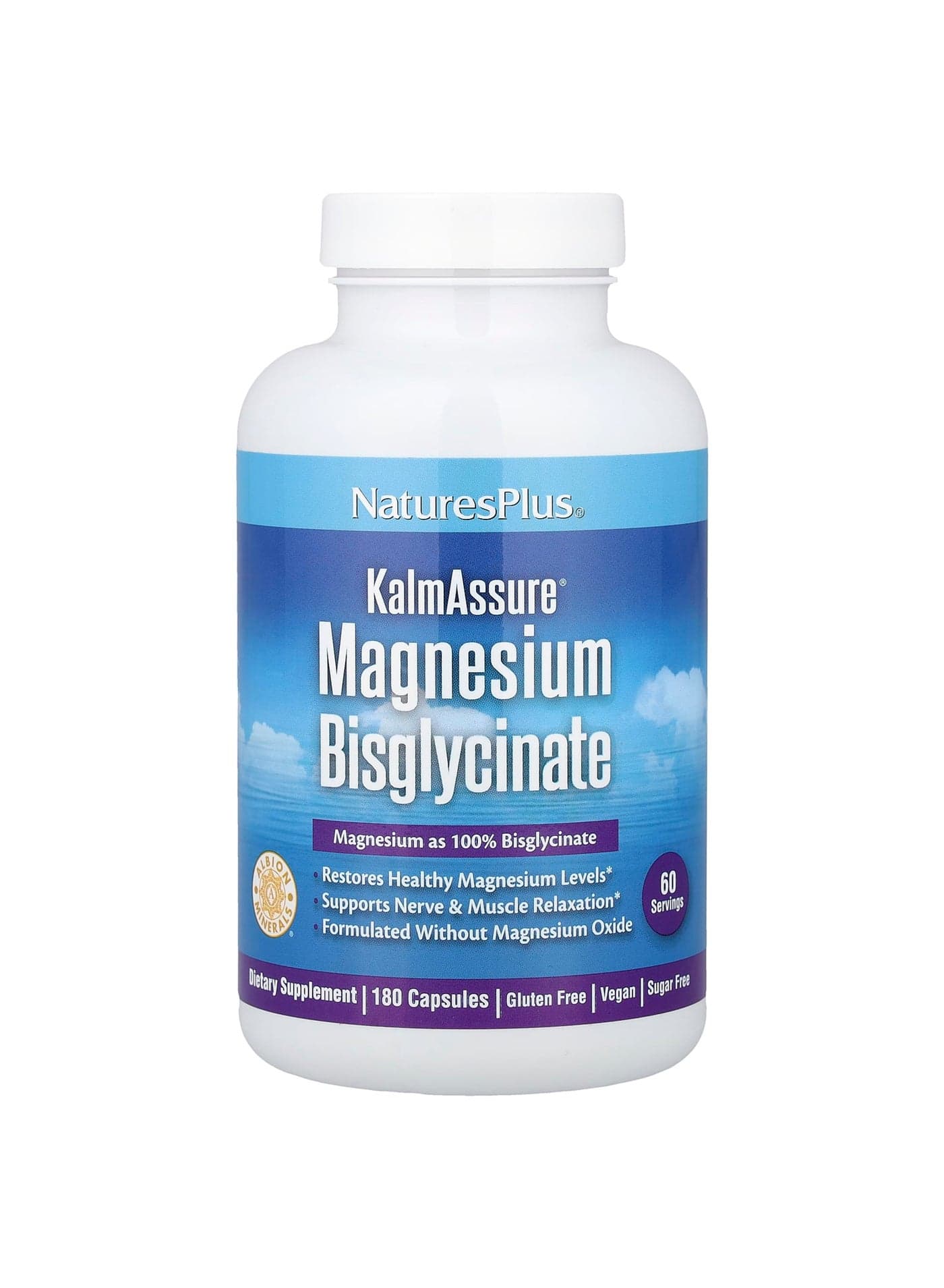 KalmAssure Magnesium Bisglycinate, 180 Capsules (70 mg per Capsule)