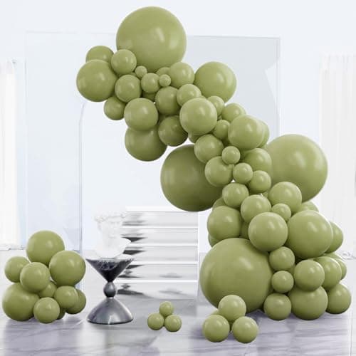 PartyWoo Sage Green Balloons 152pcs Different Sizes of 18 12 10 5 Inch Olive Boho Green Latex Balloon Arch Kit for Wedding Birthday Dinosaur Jungle Golf Football Theme Party Decorations GreenF11