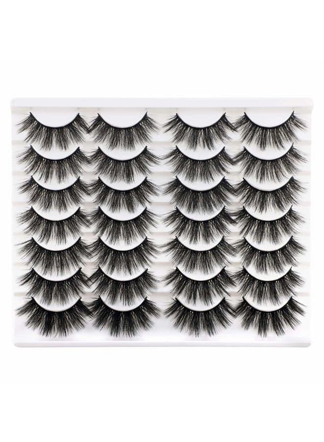 Lashes False Eyelashes Dramatic 20MM Faux Mink Lashes Pack 14 Pairs Wispy Long Thick Fluffy Strip Eye Lashes Multipack