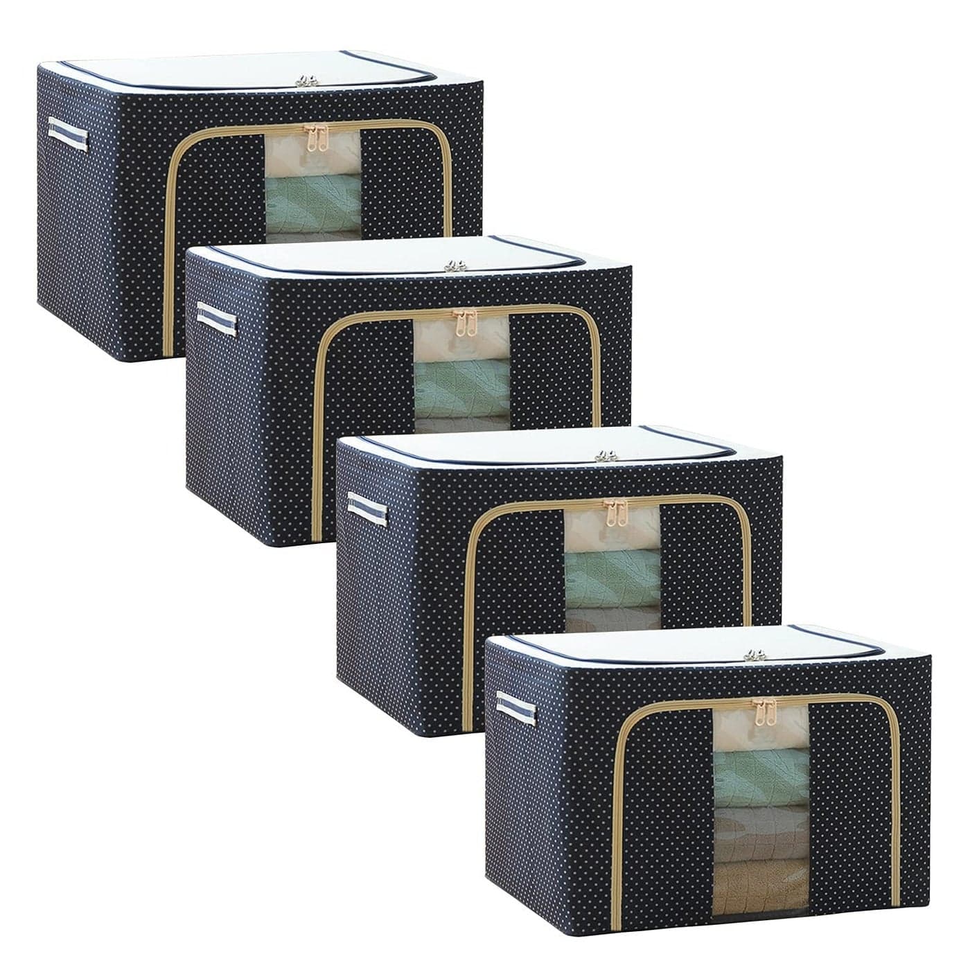 ekloo 66 Liter Large Capacity Clothes Storage Bag Organizer with Thick Fabric Visible steel frame Waterproof Moistureproof storage Box Multicolor 50 X 40 X 33 cm 3 3