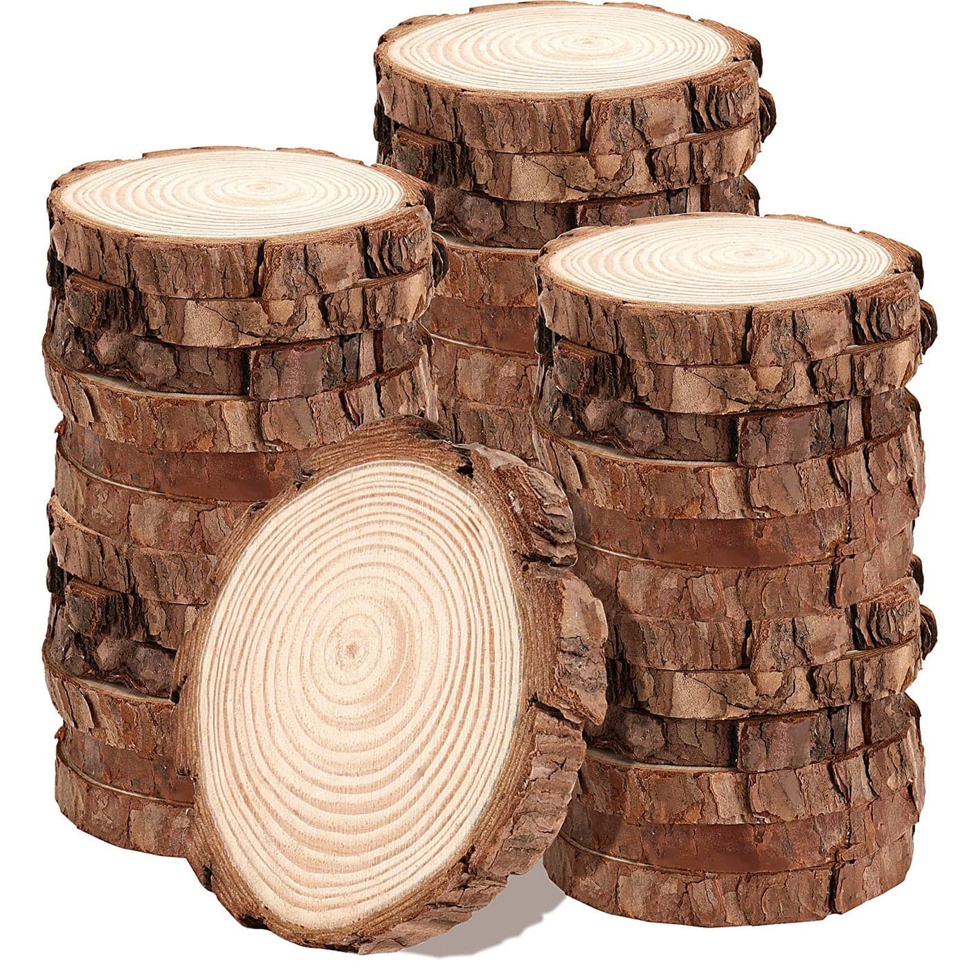 JOIKIT 50 PCS 354 Inches Natural Wood Slices Unfinished Natural Wood Coasters Wood Rounds Circles for Arts and Crafts DIY Christmas Ornaments Rustic Wedding