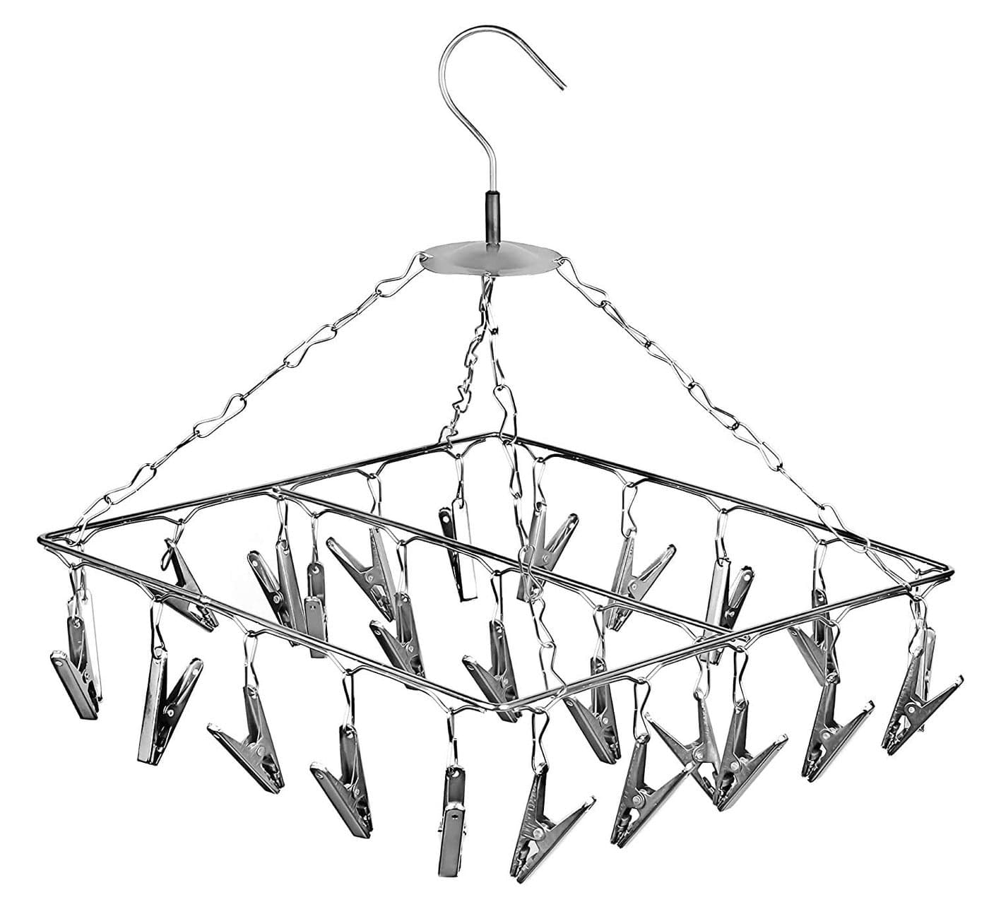 Konquer TimeS 25 Clips Stainless Steel Square Cloth DryerClothes Drying StandHanger with Clips Baby Cloth Hanger