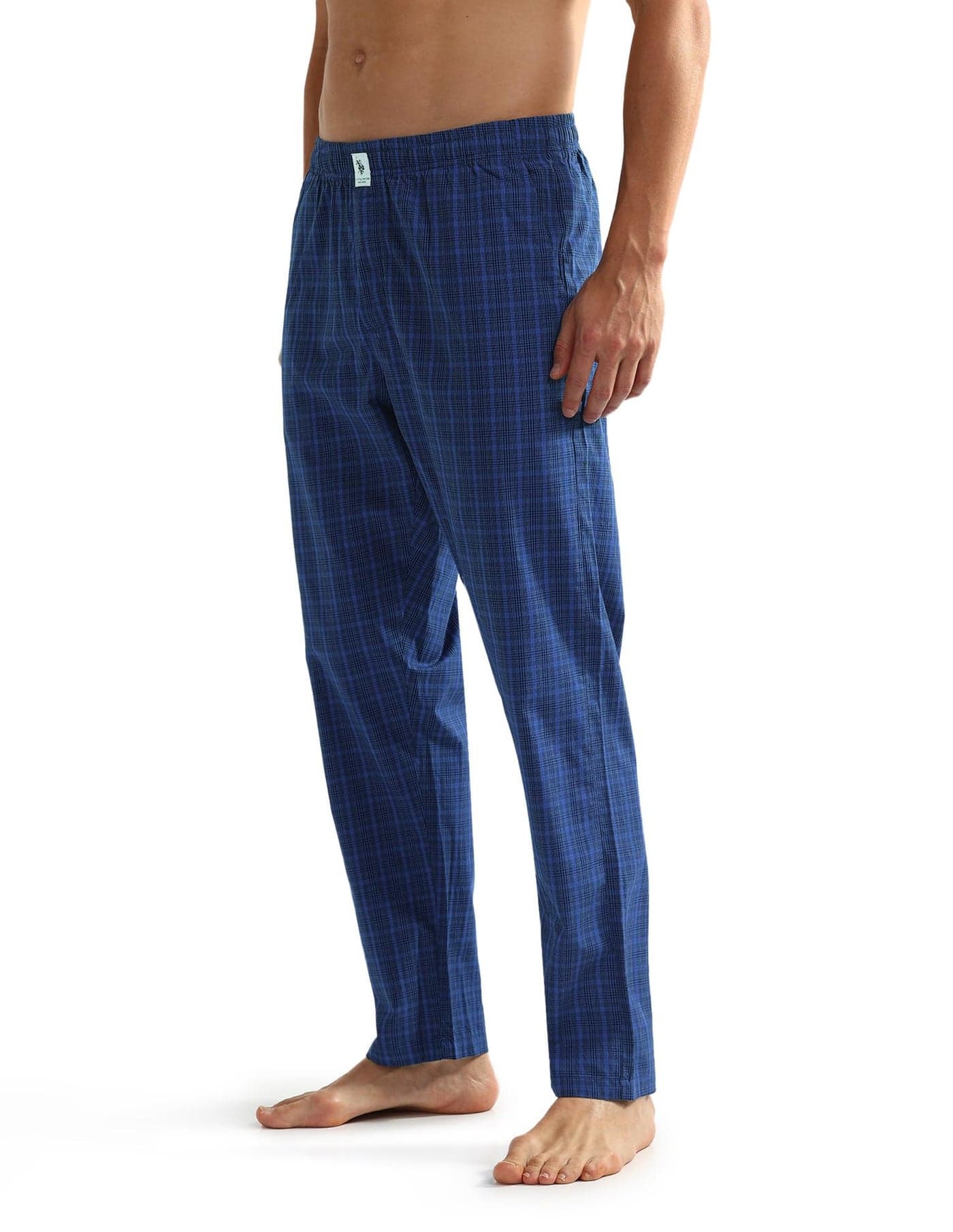 U.S. POLO ASSN. Mens All Over Check OELP5 Lounge Track Pants - Pack Of 1 (Blue Black White L)
